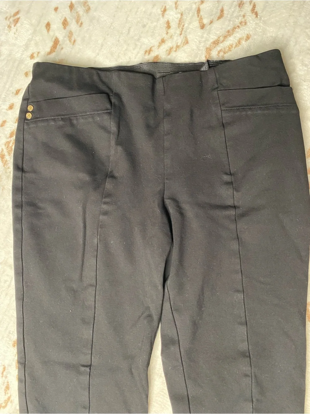Anne Klein Women's Black Pull-On Pants Size Medium Seamed Stretch Trousers